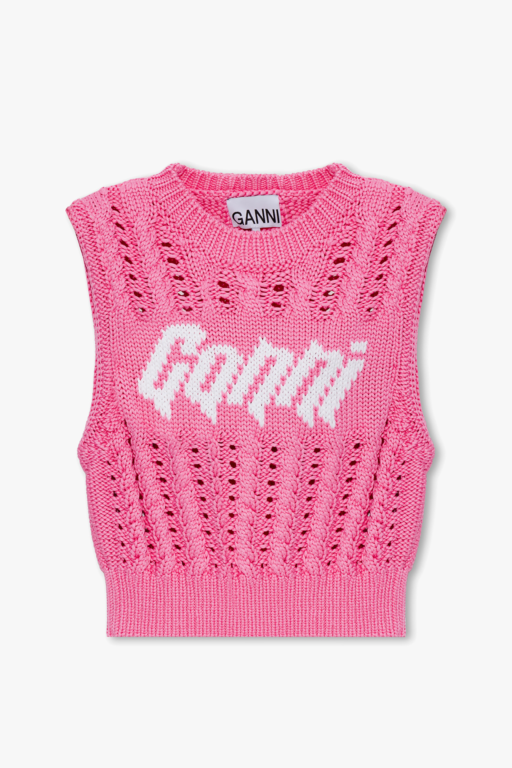 Ganni GRAPHIC CROPPED VEST - Gray | Garmentory